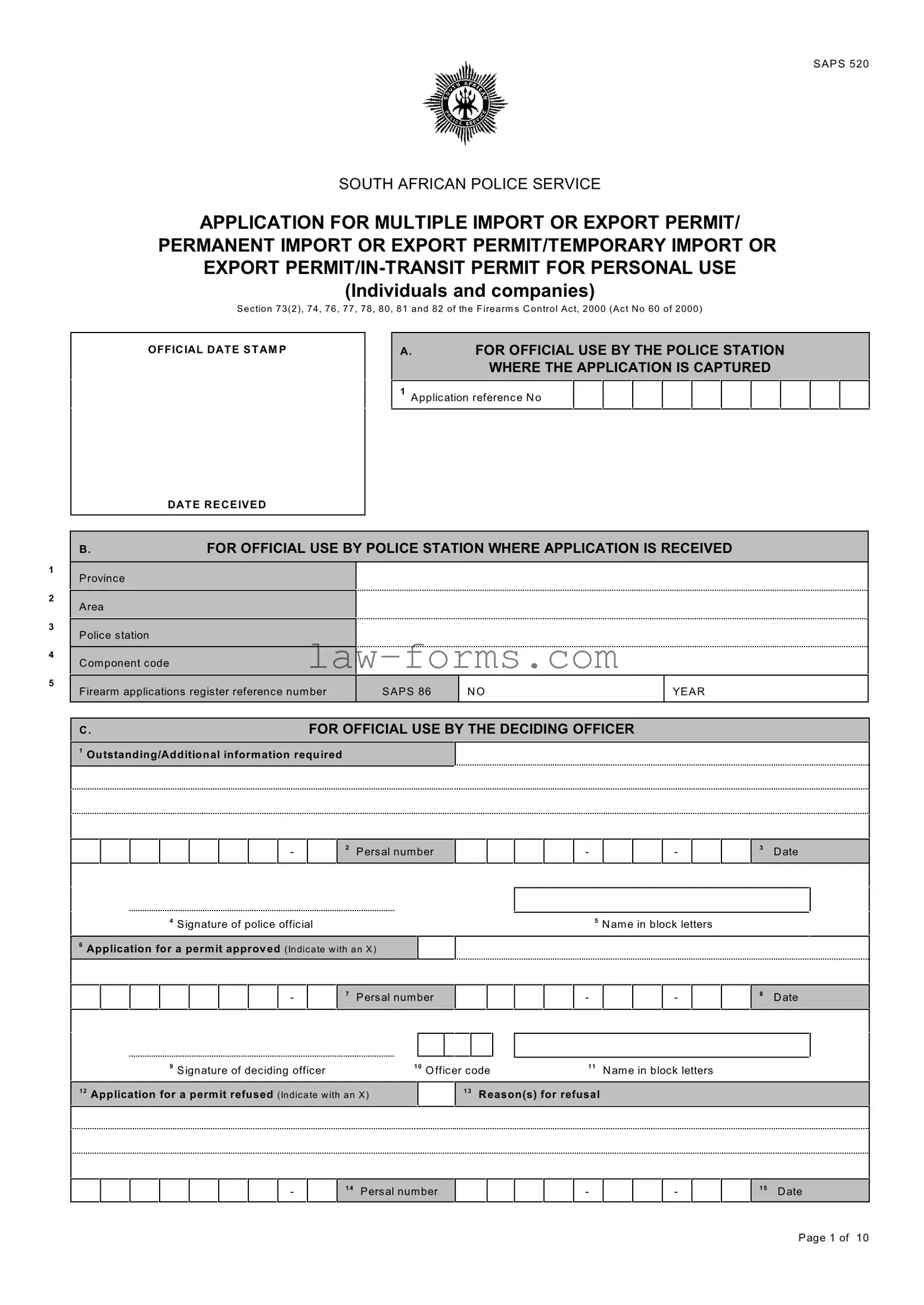 Saps 520 PDF Template