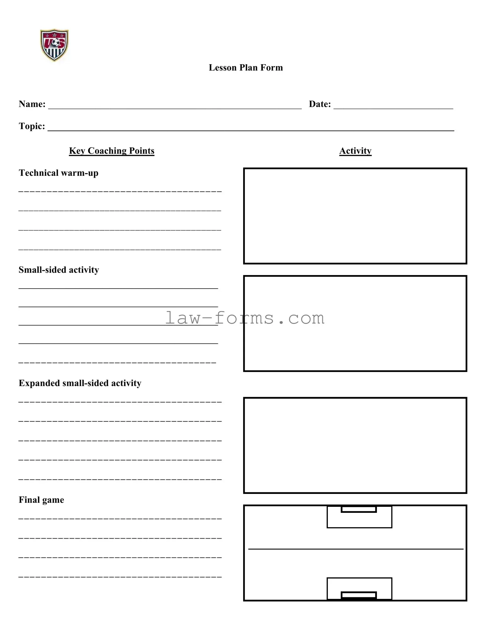 Soccer Training Session Plan PDF Template