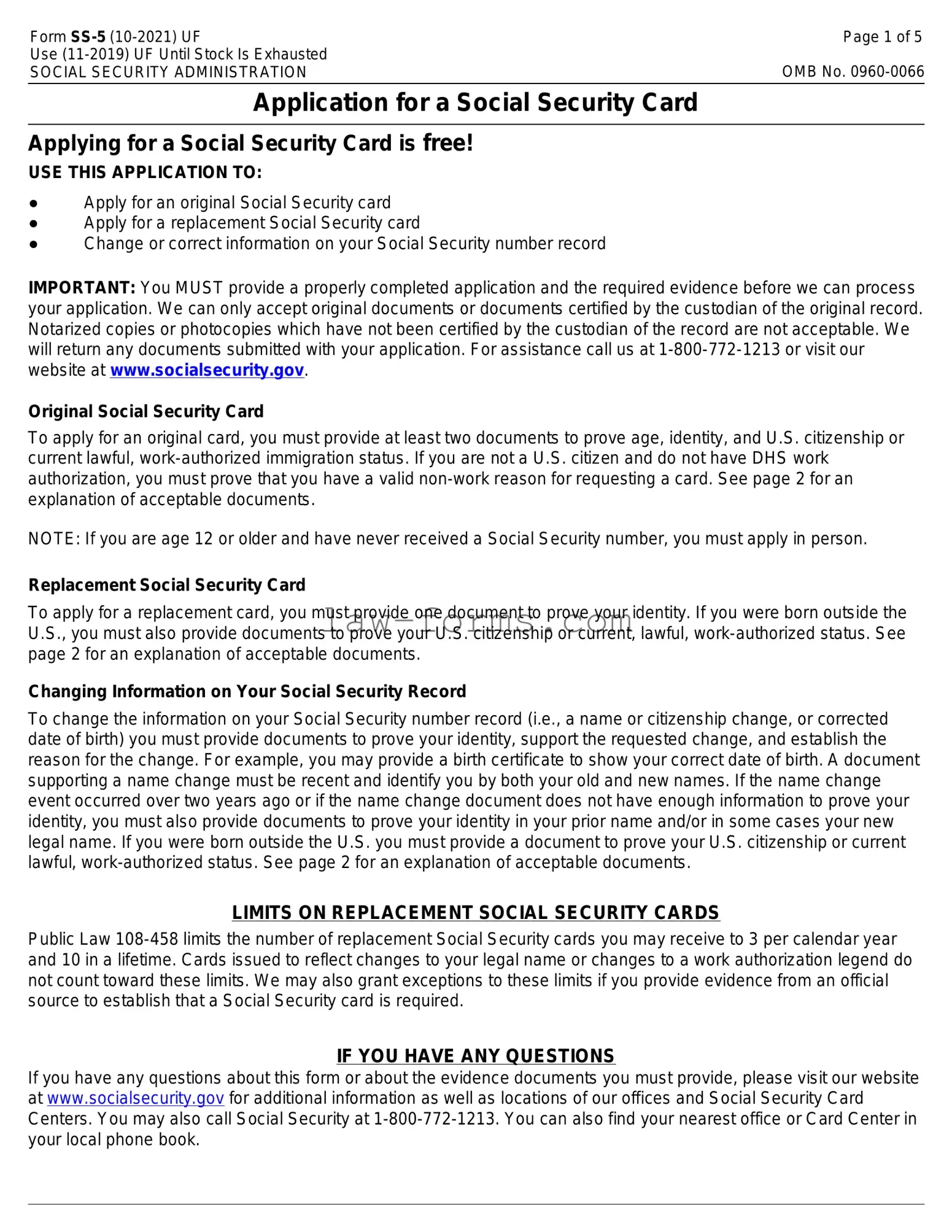 SSA SS-5 PDF Template