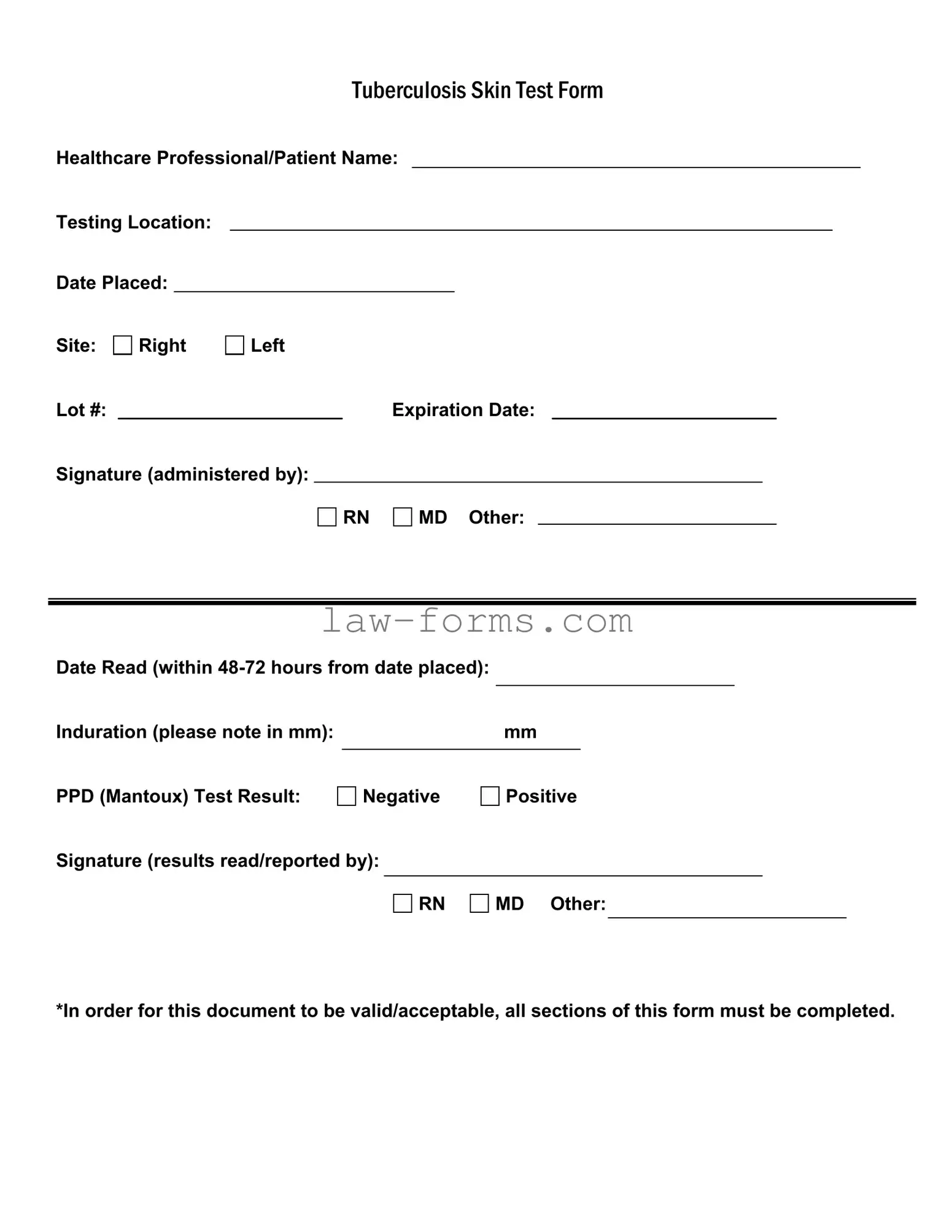 Tb Test PDF Template