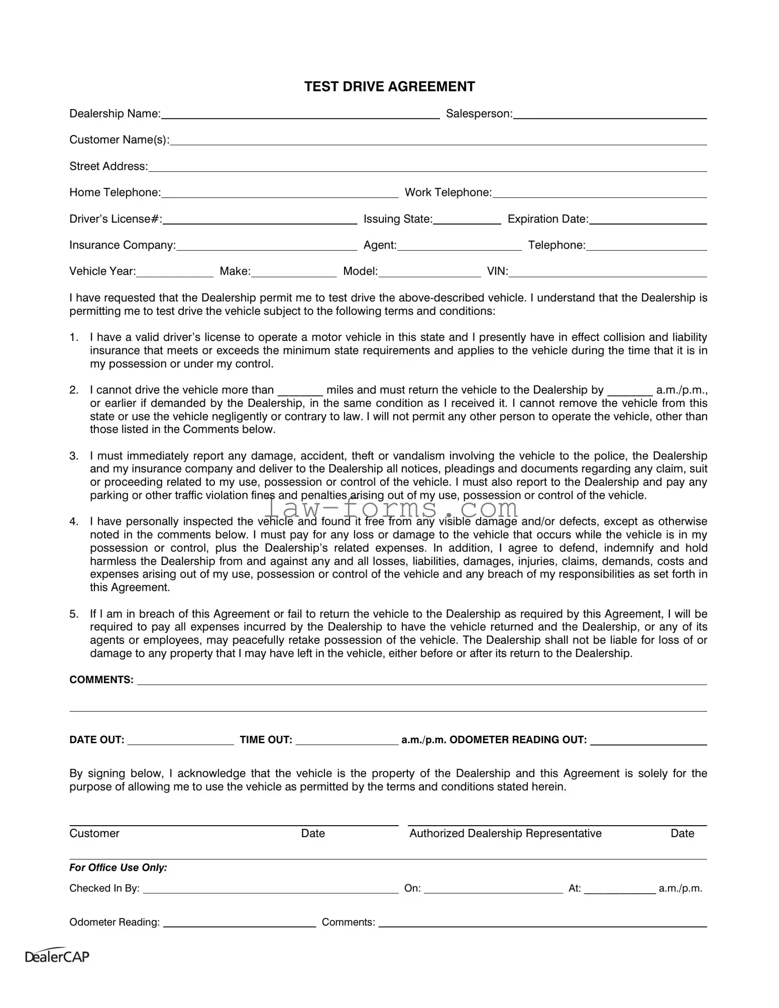 Test Drive PDF Template
