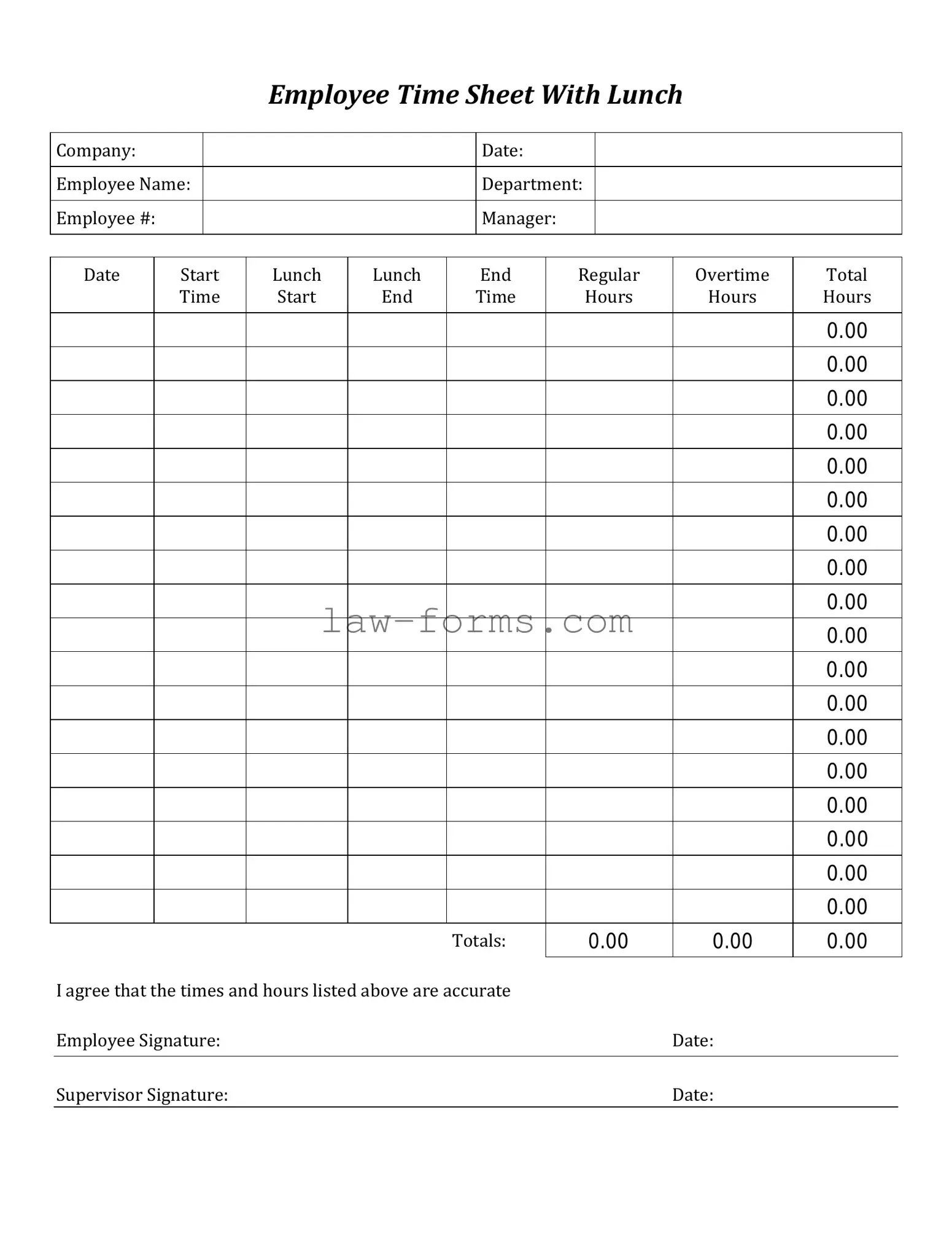 Time Card PDF Template