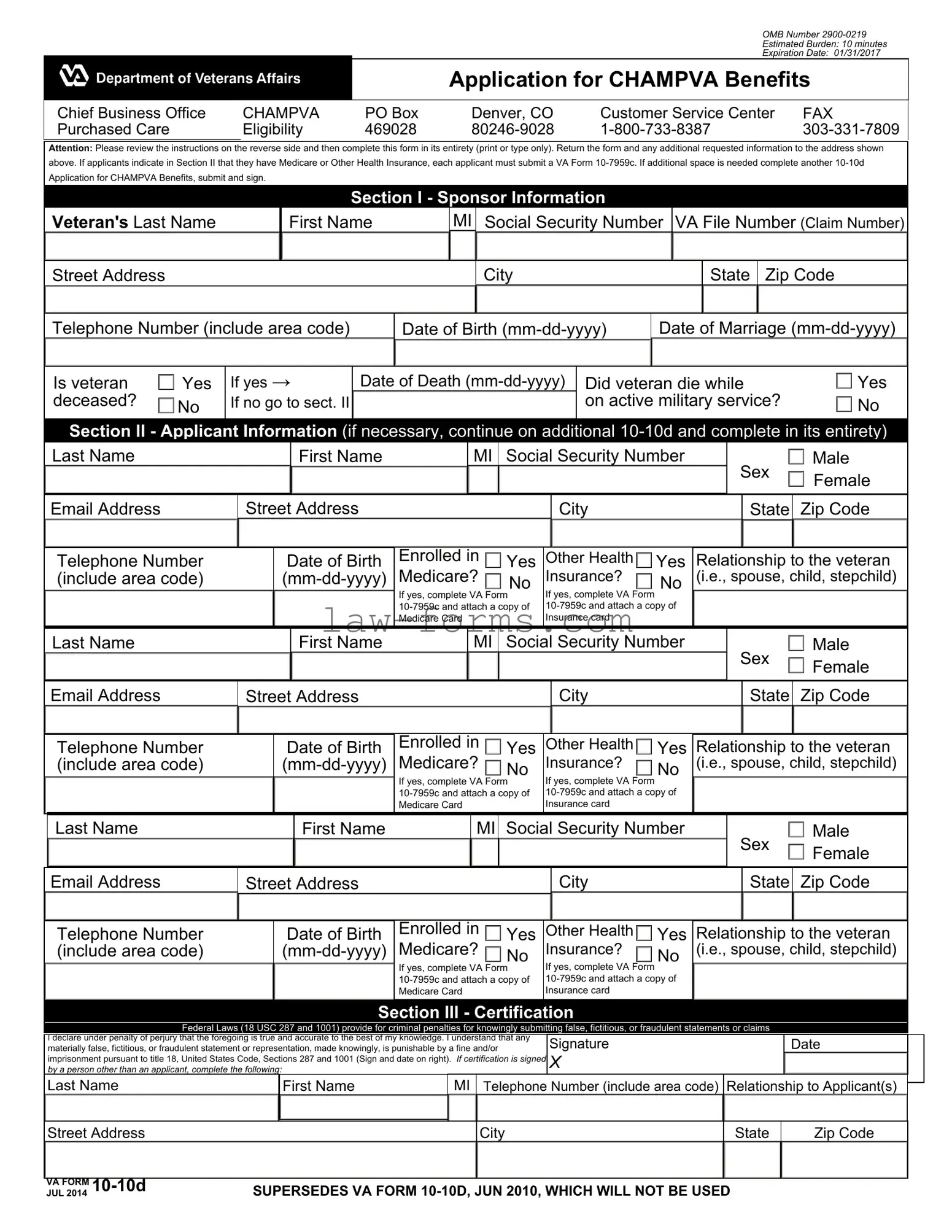 Va 10 10D PDF Template