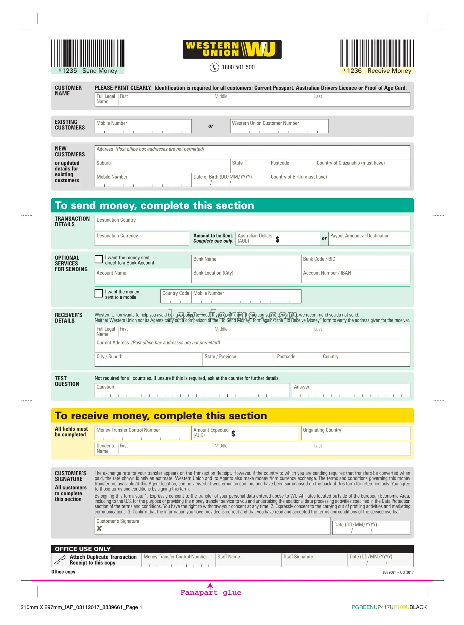 Western Union PDF Template