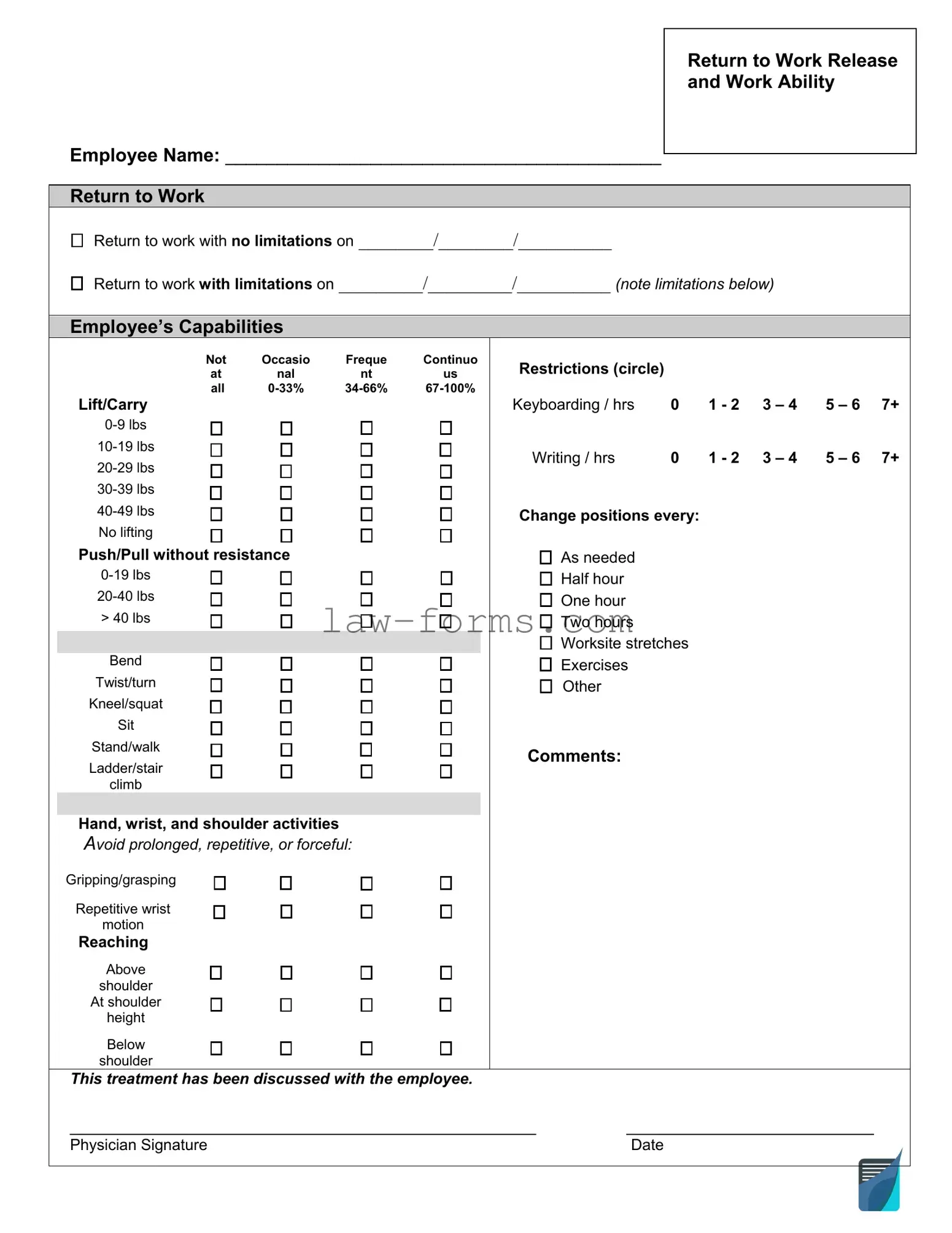 Work Release PDF Template