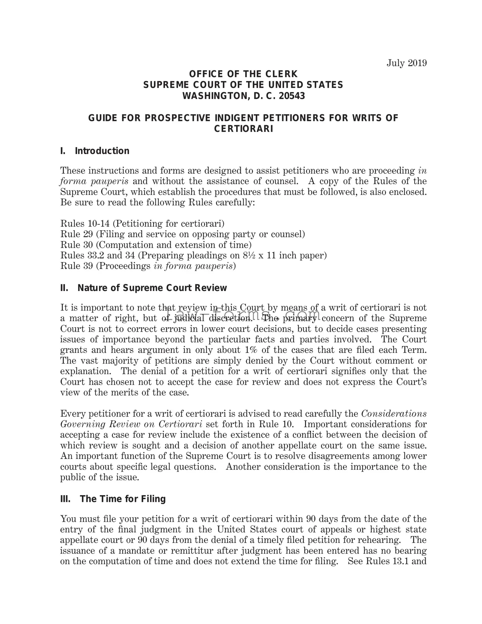 Writ Of Certiorari PDF Template
